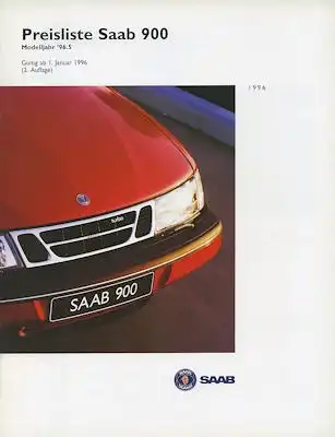 Saab 900 Preisliste 1.1996