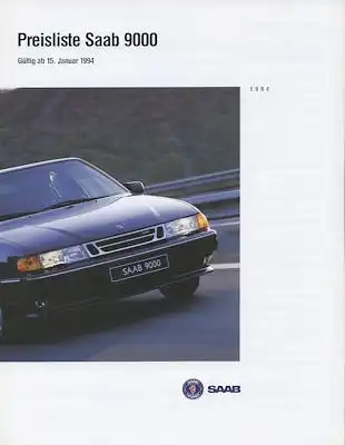 Saab 9000 Preisliste 1.1994
