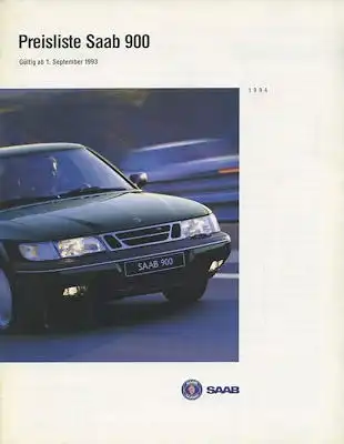 Saab 900 Preisliste 9.1993