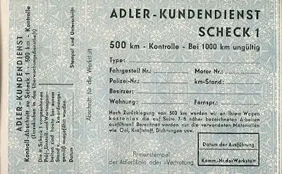 Adler Kundendienstheft 8.1932