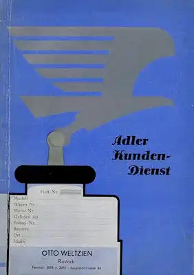 Adler Kundendienst Schecks Broschüre 6.1929