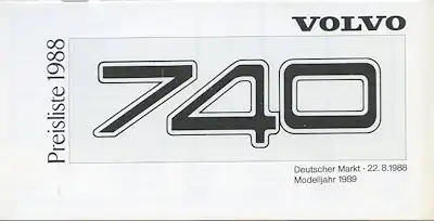 Volvo 740 Preisliste 8.1988