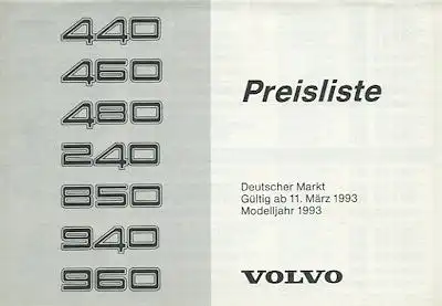 Volvo Preisliste 3.1993