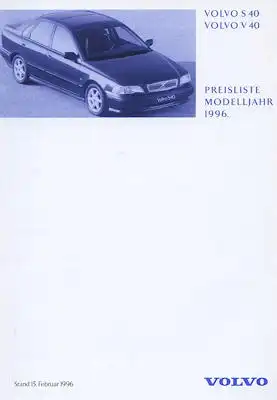 Volvo S 40 / V 40 Preisliste 2.1996