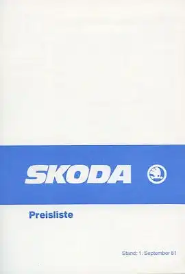 Skoda Preisliste 9.1981
