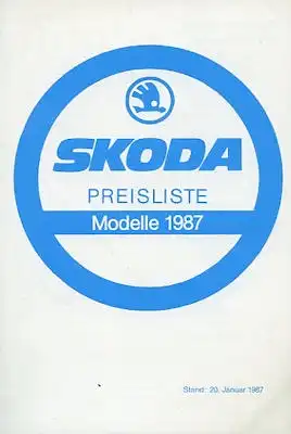 Skoda Preisliste 1.1987