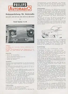 Ford Taunus 12 M / Philips Autoradio Einbauanleitung ca. 1955