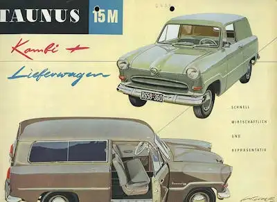 Ford Taunus 15 M Kombi und Lieferwagen Prospekt ca. 1955