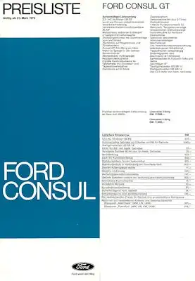 Ford Consul Preisliste 3.1972
