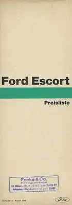Ford Escort Preisliste 8.1968