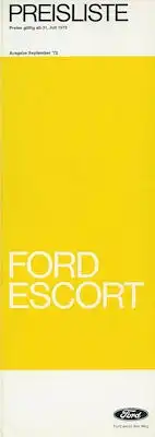 Ford Escort Preisliste 8.1972