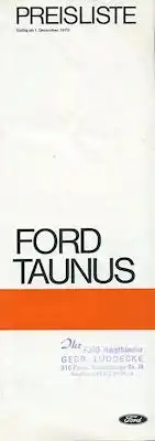 Ford Taunus Preisliste 12.1970