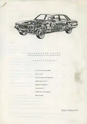 Ford Taunus Technische Daten 8.1979