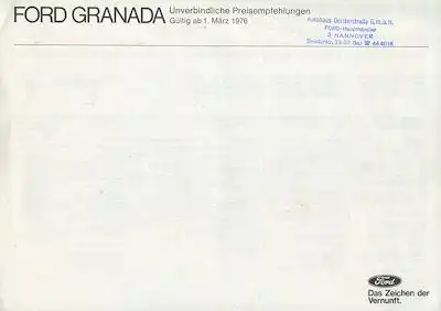 Ford Granada Preisliste 3.1976