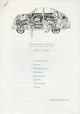 Ford Escort Technische Daten 9.1977