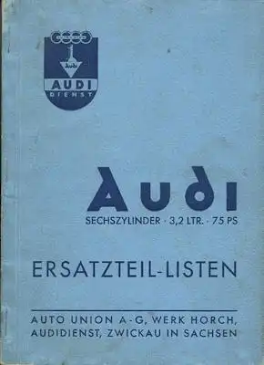 Audi Typ 920 3,2 Ltr. Ersatzteilliste ca. 1939
