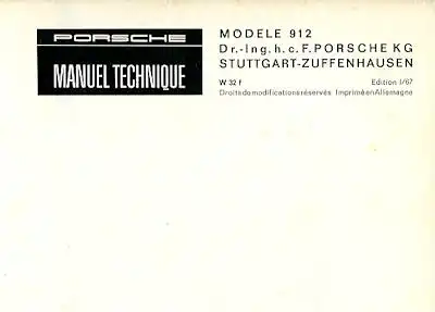 Porsche 912 Bedienungsanleitung 1.1967 f