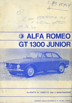 Alfa-Romeo GT 1300 Junior Bedienungsanleitung 3.1971 it