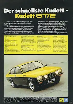 Opel Kadett C GT/E Prospekt 8.1975