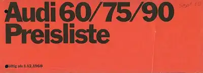 Audi Preisliste 12.1968