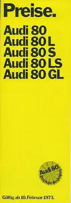 Audi 80 Preisliste 2.1973