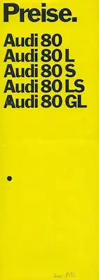 Audi 80 Preisliste 7.1972