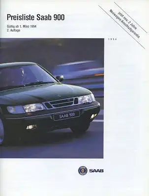 Saab 900 Preisliste 3.1994