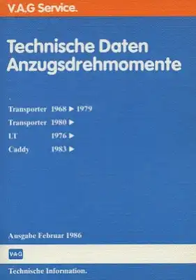 VW Technische Daten 2.1986