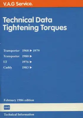 VW Technische Daten 2.1986