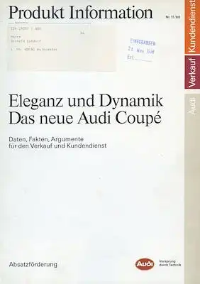Audi Coupé B 3 Produkt Information 11.1988