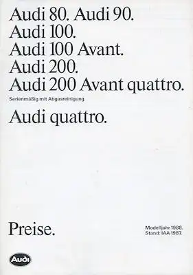Audi Preisliste 7.1987
