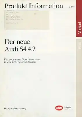 Audi S 4 4.2 C 4 Produkt Information 3.1993