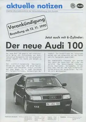 Audi 100 C 4 internes Prospekt 11.1990