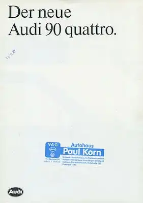 Audi 90 Quattro B 2 Prospekt 9.1984