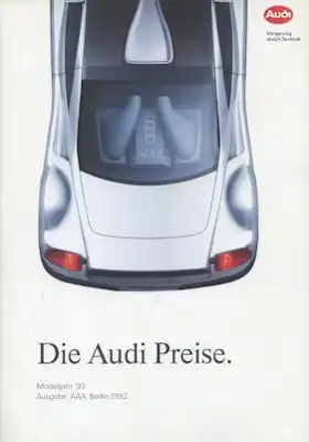 Audi Preisliste AAA Berlin 1992/93