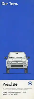 VW Taro 4x2 + 4x4 Preisliste 7.1995