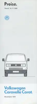 VW T 3 Caravelle Carat Preisliste 11.1988