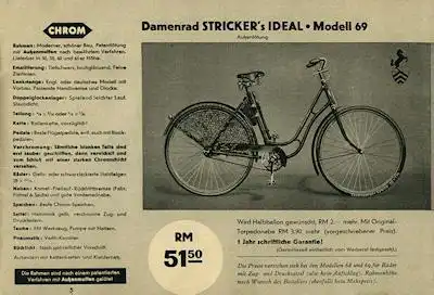 Stricker Fahrrad Programm 1935