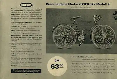 Stricker Fahrrad Programm 1935