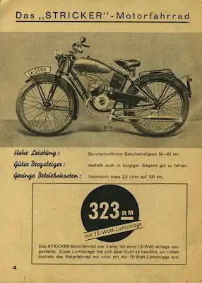 Stricker Fahrrad Programm 1938