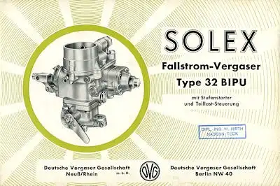 Solex Vergaser Typ 32 BIPU 3.1953