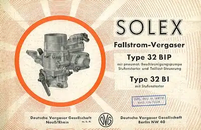 Solex Vergaser Typ 32 BIP / BI 2.1953