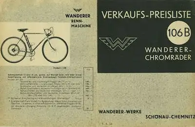 Wanderer Fahrrad Preisliste 4.1934