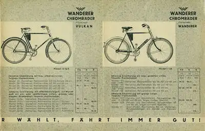 Wanderer Fahrrad Preisliste 4.1934