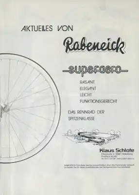 Rabeneick Fahrrad Prospekt 1985