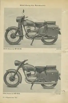 DKW RT 175 VS / 175 S Bundeswehr Ersatzteilliste 4.1957