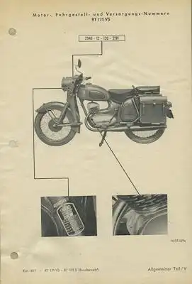 DKW RT 175 VS / 175 S Bundeswehr Ersatzteilliste 4.1957