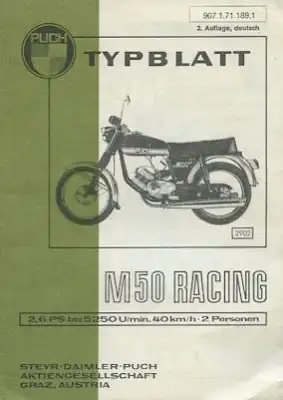 Puch M 50 Racing Typenblatt 1971
