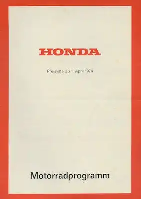 Honda Preisliste 1.4.1974