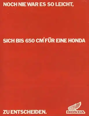 Honda Modelle bis 650 ccm Prospekt 1982